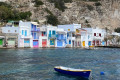 The characteristic colorful doors of the houses in Klima