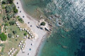 Aerial view of the beach of Kechria on the West coast of Skiathos